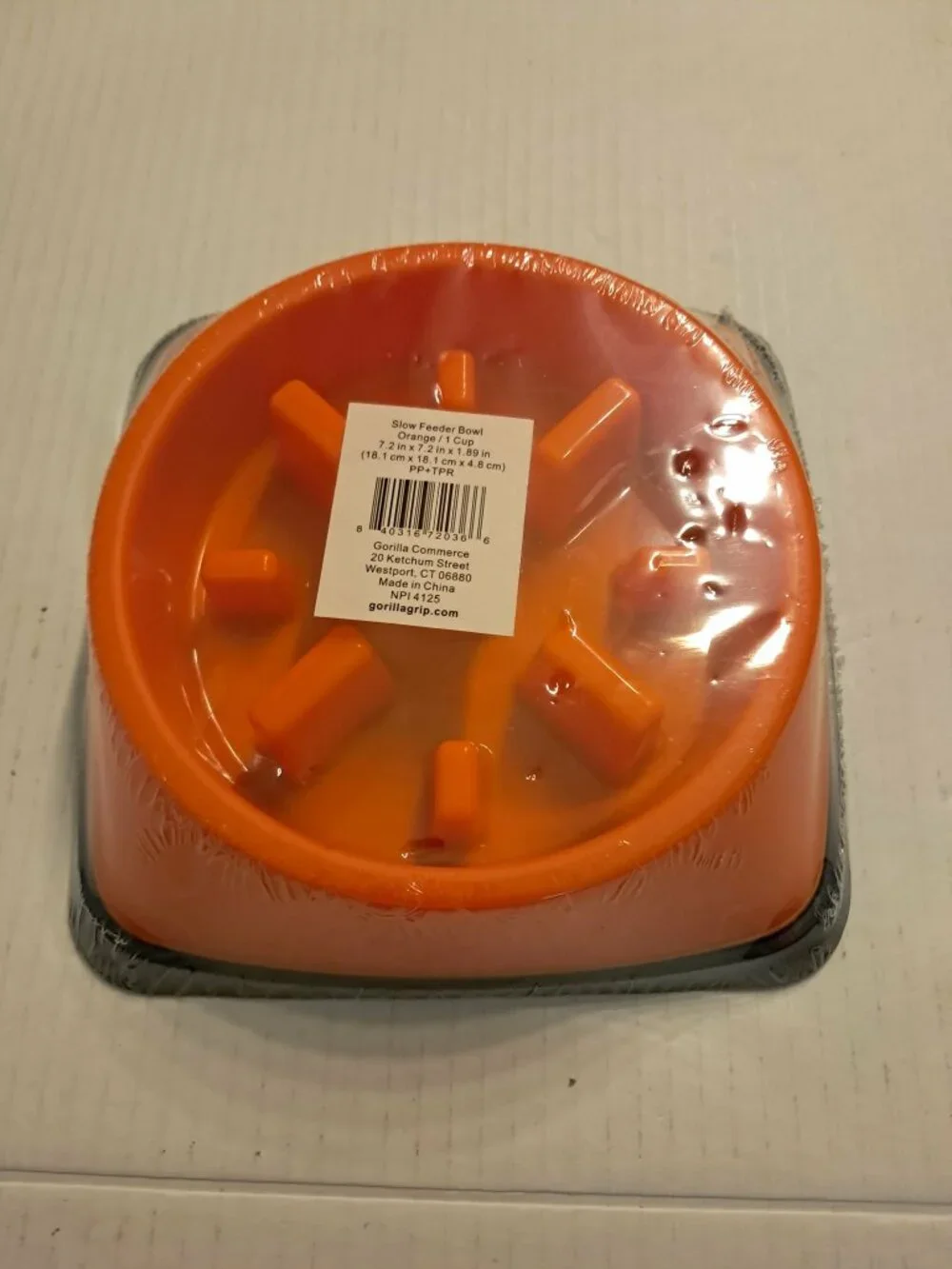 Gorilla Grip Orange Slow Feeder Pet Bowl 1 Cup Dog Bowl
